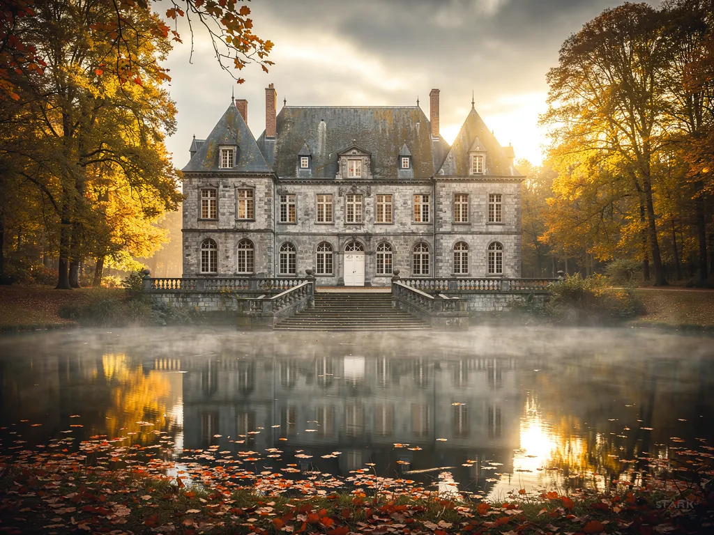 Redactionele sfeerillustratie van Belgisch kastelenerfgoed, geen foto van een bestaande locatie