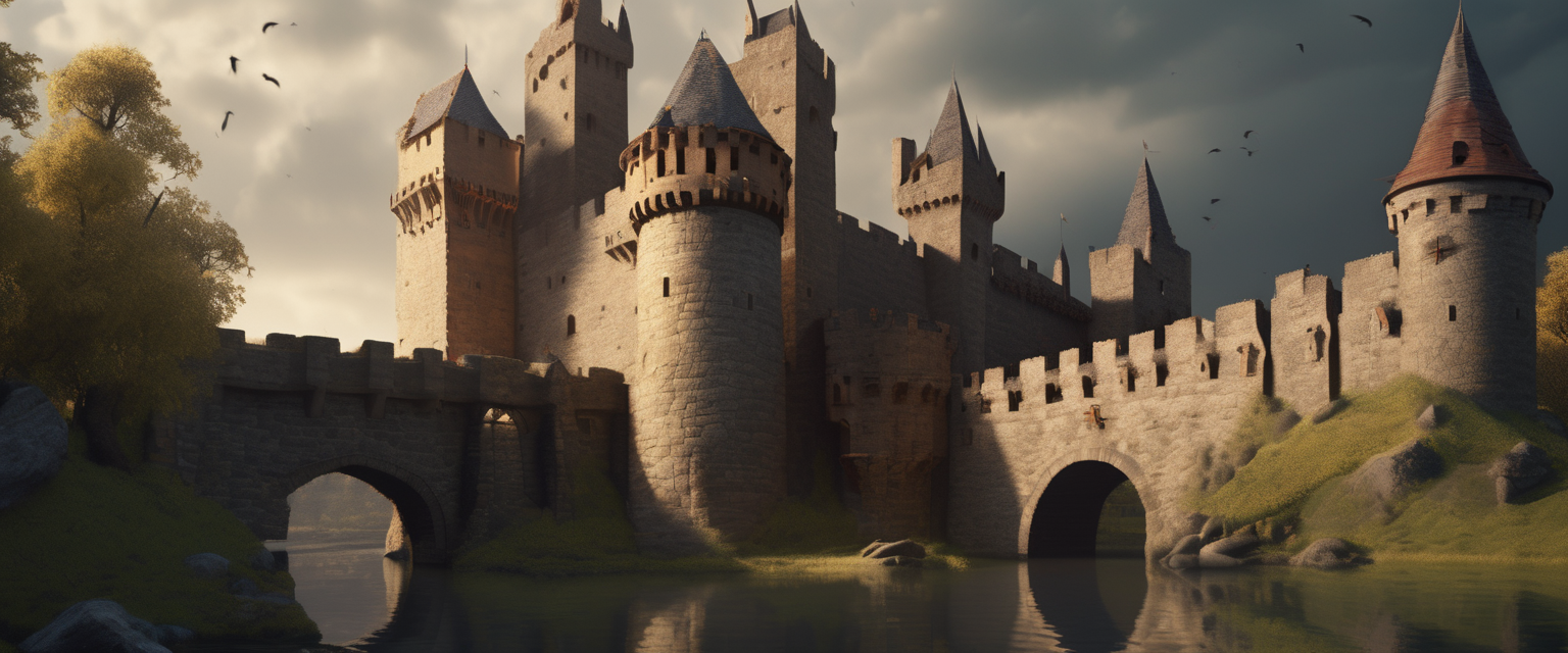 Verdedigingselementen van een middeleeuws kasteel